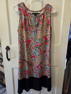 Studio Pink Paisley Midi Skirt with Black Hem